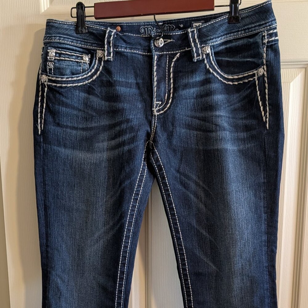 Miss Me Embroidered Distressed Blue Bootcut Women's Jeans Size 31 Western Style